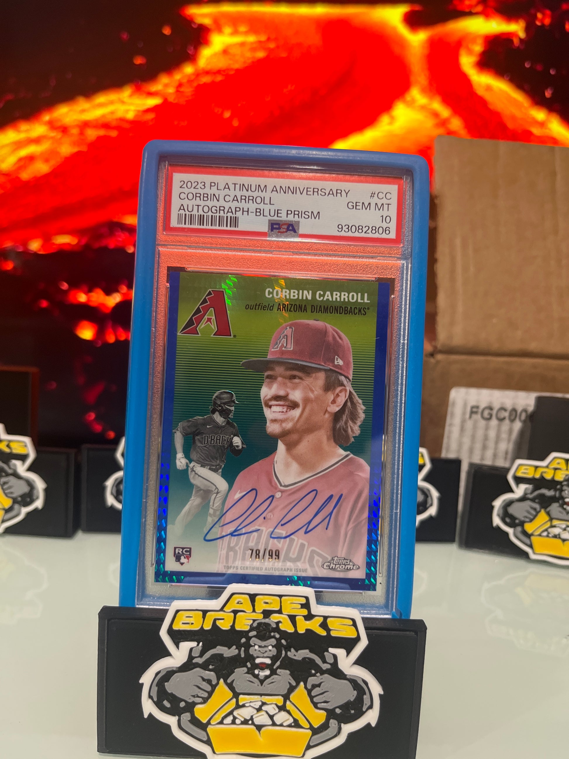 2023 Platinum Anniversary Corbin Carroll Rookie Auto blue prism 78/99 PSA 10