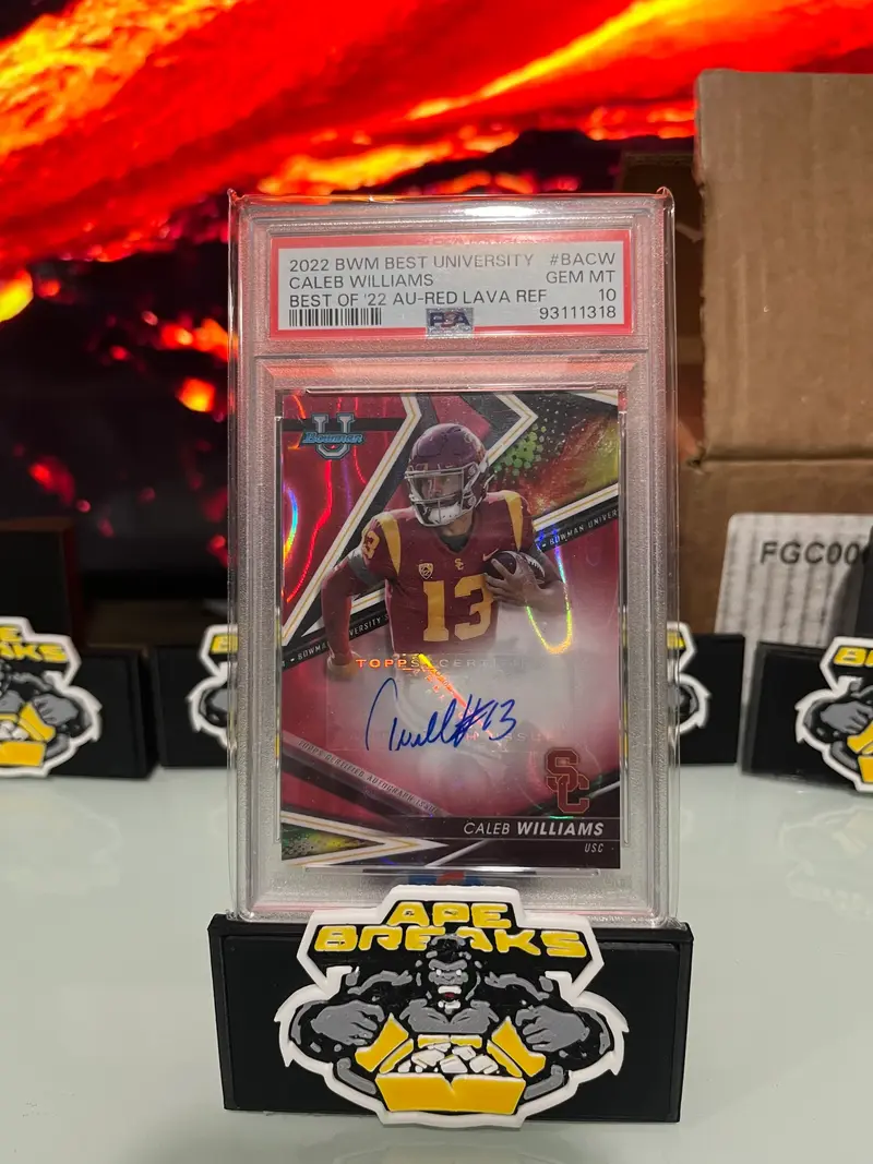 2022 Bowman University Best Caleb Williams Red Lava Refractor Autograph