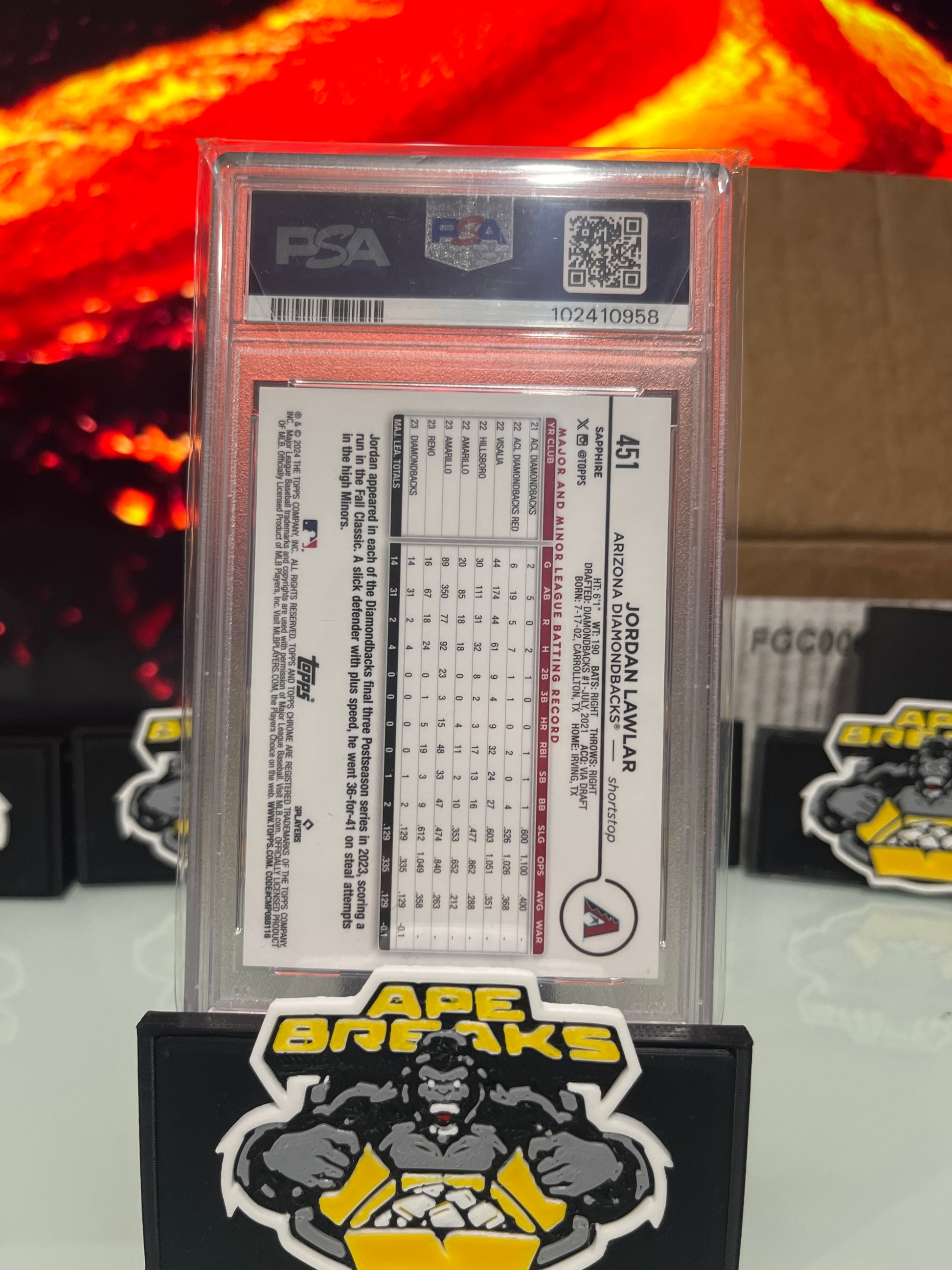 2024 Topps Sapphire Jordan Lawlar IV /25 PSA 10